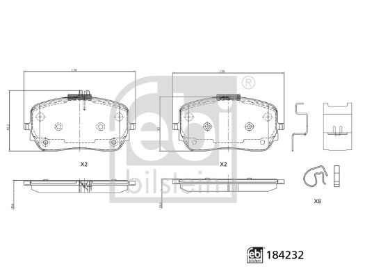 FEBI BILSTEIN Комплект тормозных колодок, дисковый тормоз 184232